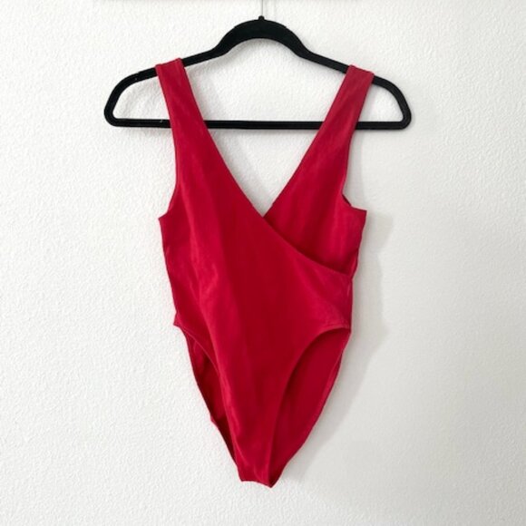 Los Angeles Apparel Sleeveless Wrap Front Bodysuit - Picture 1 of 7